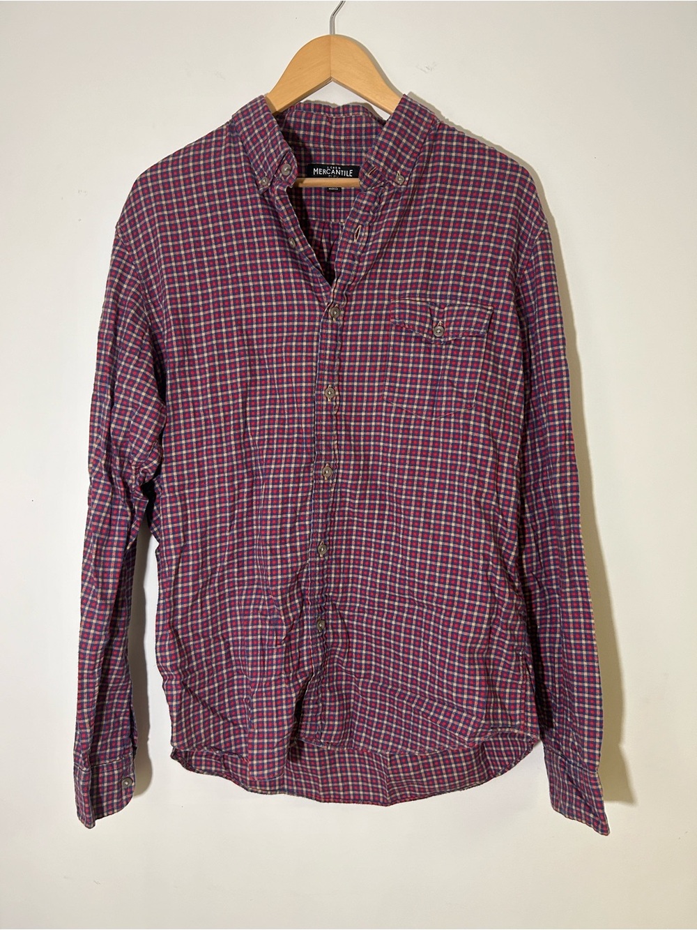 J.Crew Mercantile Red Plaid Flannel Button Flap Pocket Shirt 100% cotton